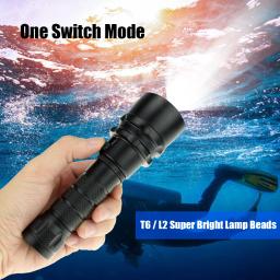 Poderoso LED Lanterna de Mergulho, Super Brilhante, T6, L2, Profissional Tocha Subaquática, IP68 Impermeável, Classificação Lâmpada, 18650 Bateria - Image 3