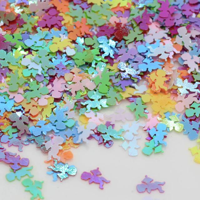 Lantejoulas Metálicas de PVC com Confete de Anjo e Paleta Holográfica para Artesanato e Lembranças de Casamento e Natal