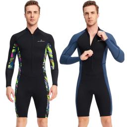 Wetsuits masculinos 1.5/mm neoprene 0.5mm lycra frente zip manga longa shorty mergulho pele snorkeling, surf, canoagem, natação - Image 3