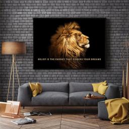 Leão tigre posters animal energia seus sonhos motivacional quadros em tela nordic parede arte da imagem em tela decoração do quarto - Image 1