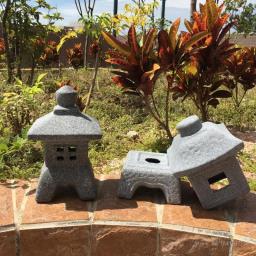 Produtos de decoração pátio japonês cerâmica imitação pedra lâmpada ornamentos imitação mármore vermelho argila japonês jardim lanterna - Image 2