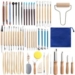 Kit de ferramentas para artesanato em argila, 11/25/61 peças, ferramentas para escultura, cerâmica, cabo de madeira - Image 1
