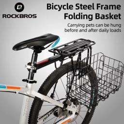Rockbros-cesta de bicicleta dobrável, cesto com fio de metal, grande capacidade, para ciclismo, mtb - Image 1