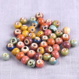 50 pçs redondo 6mm fantasia esmalte cerâmica porcelana solta espaçador contas lote para fazer jóias diy - Image 1