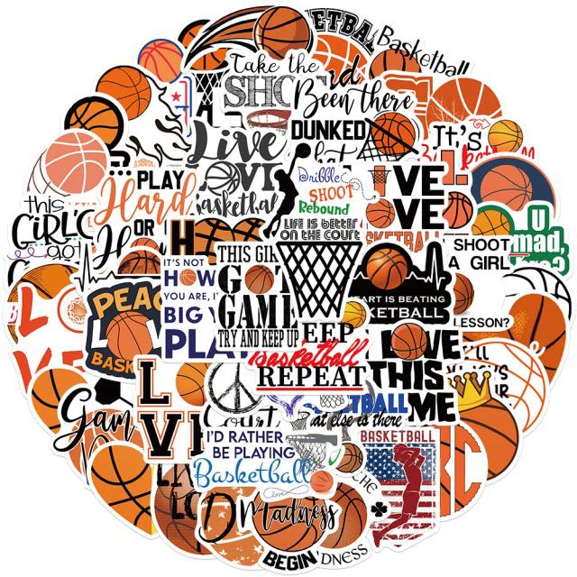 Adesivos de Desenhos Animados de Basquete e Graffiti para Mala, Telefone, Notebook e Guitarra - Pacotes de 10, 30 e 50 Peças como Ideia de Presente ou em Atacado