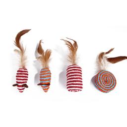Animais de estimação gatos brinquedos gato vara conjunto de 7 peças animais de estimação gatos jogo interativo brinquedo simulação mouse molar pena suprimentos para animais de estimação presente para o gato - Image 3