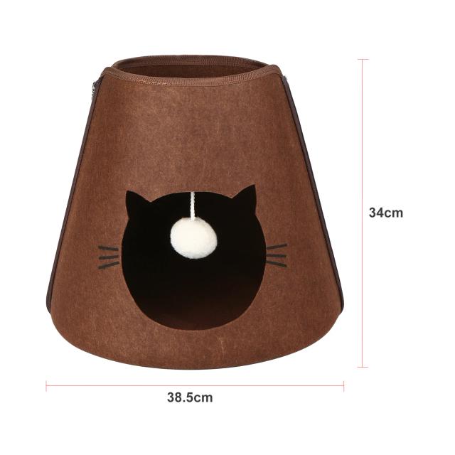 Cama Aconchegante de Feltro para Gatos e Filhotes com Almofada Removível e Bola para Brincar