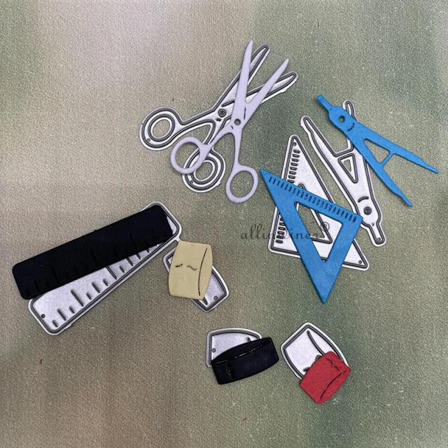 Tesoura Régua Caneta Escova DIY: Ferramentas de Corte e Estêncil para Scrapbook e Artesanato em Papel