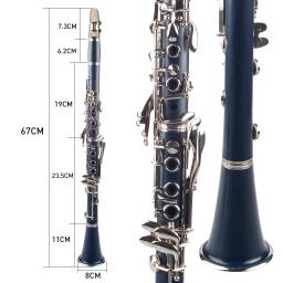Clarinete abs azul escuro, instrumento de sopro, com 17 teclas banhadas a níquel, com luvas de pano de limpeza, chave de fenda - Image 2