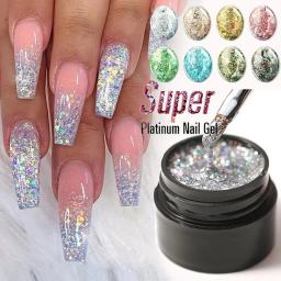 5ml cola de lantejoulas brilhante unha arte gel polonês duradouro uv unhas glitter decoração prego gel verniz luxo cor estrelada gel laca - Image 2