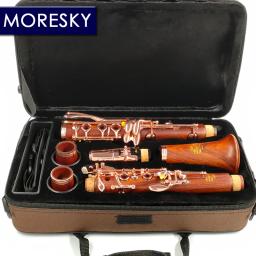 Moresky clarinete profissional de madeira vermelha, botões bb/rosa banhados a ouro/redwood sib clarnet - Image 3