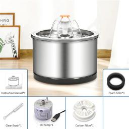 Bebedouro automático com filtro, Pet Drink Fountain, Suprimentos de água de aço inoxidável para gato e cachorro, 2L - Image 4