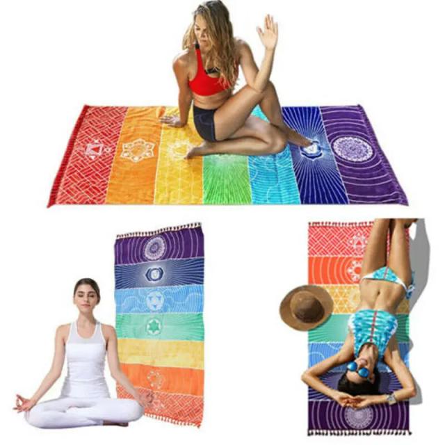 Toalha de Praia Mandala Arco-Íris 150cm x 70cm