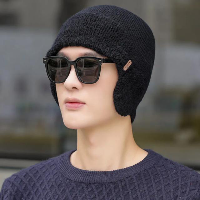 Novo unisex inverno chapéu de malha com proteção de orelha moda gorro chapéus para homens mulheres ao ar livre earflap chapéu clássico manter quente boné