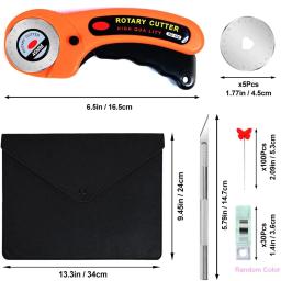 147 peças kit de cortador rotativo 45mm cortador de tecido/tapete de corte/régua de retalhos/faca de escultura/finetes retos de costura para costura acolchoamento - Image 2