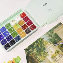 Conjunto de Tintas Miya Himi Guache, Tinta Aquarela Artista com Paleta, Arte de Pintura, Copo de Gelatina Não Tóxico, 18, 24 cores, 30ml - Image 5