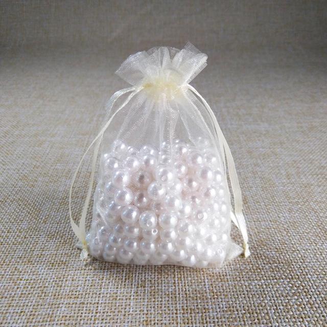 Sacos de Organza com Cordão para Embalagem de Jóias, Casamentos e Natal - 100 Unidades em Várias Tamanhos (5x7, 7x9, 9x12 cm)