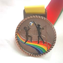 Medalha de Metal Voleibol, Medalha de Jogo, Lembranças com Fita Boa, Cor, Desporto Escolar, Impressão gratuita, 6,8 cm, Novo - Image 3