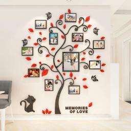 3d acrílico espelho adesivos de parede diy moldura da foto sala arte decoração para casa família foto árvore adesivos de parede - Image 2