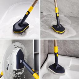 Escova de Limpeza do Piso com Pólo Telescópico Ajustável, Cerdas Stiff, Escovas, Tile Scrubber Tools, 2 em 1, 58,2 em - Image 3