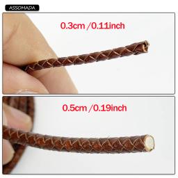 ASSOMADA-Cordão De Couro Redondo para Fazer Jóias, Corda Trançada, Colar, Marrom, Feito À Mão, Tecido, Cabos De Couro De Vaca Genuíno, DIY - Image 5