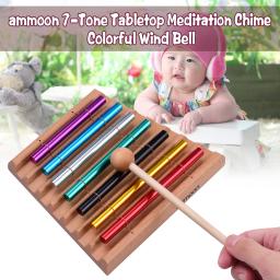 Ammoon-Tabletop Meditação Chime, colorido Wind Bell, Brinquedo Musical Educacional Infantil, Instrumento de Percussão com Malho, 7-Tom - Image 3