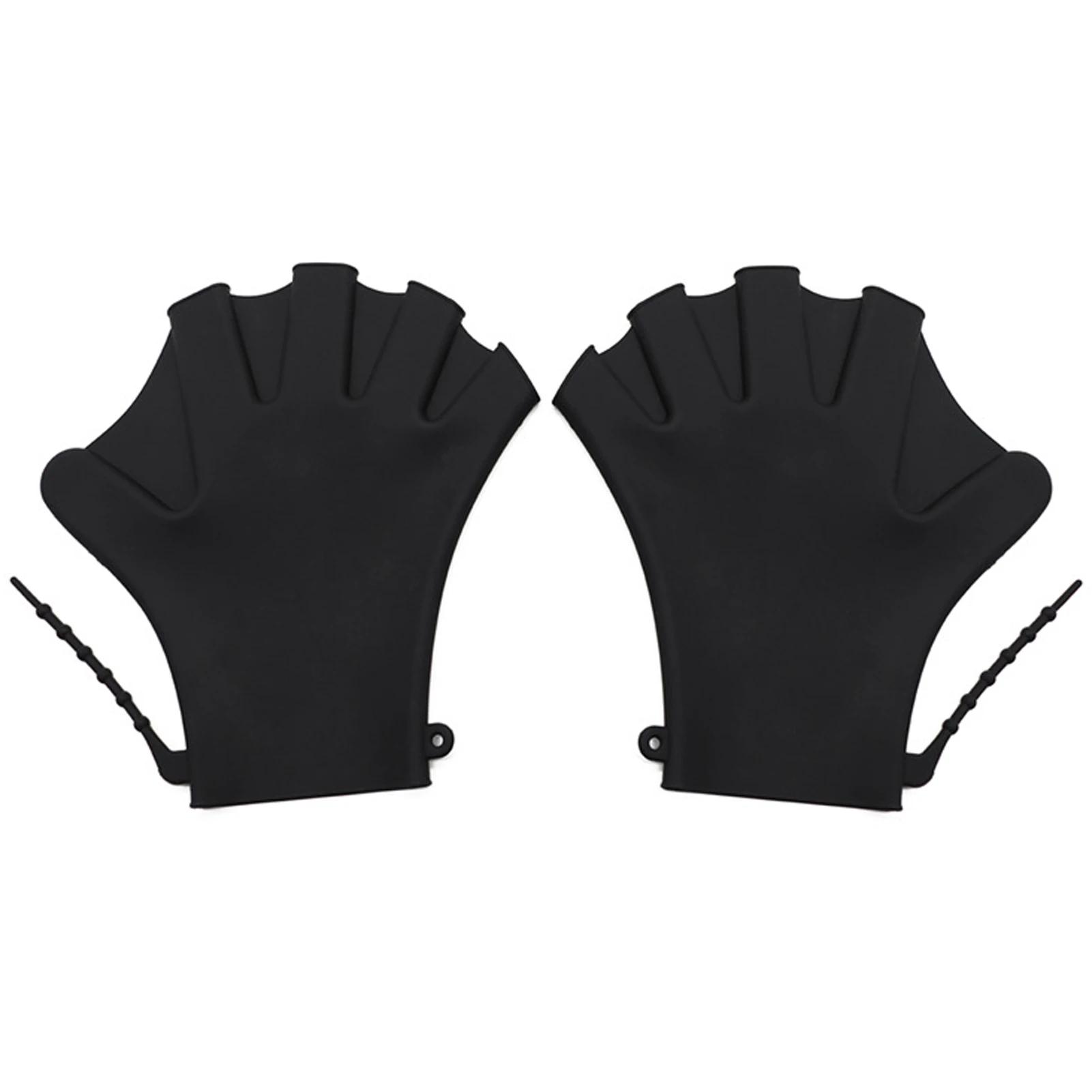 Luvas De Treinamento De Resistência À Água, Luvas De Fitness De Silicone Webbed, Luva De Mergulho De Natação, Mittens De Treinamento De Natação, 1 Par - Image 1
