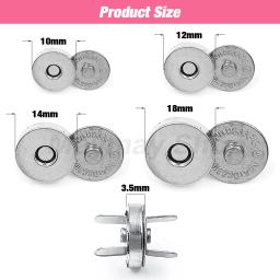 Fechos magnéticos Fechos Botões, bolsa, bolsa, carteira, artesanato, sacos, peças, acessórios, fivela automática, 14mm, 18mm, 10 conjuntos por lote - Image 2
