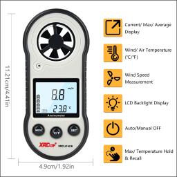 Medidor portátil da velocidade do vento 0-30 m/s do medidor de velocidade do vento do anemômetro de xrclif anemômetro da velocidade do vento de digitas handheld - Image 2