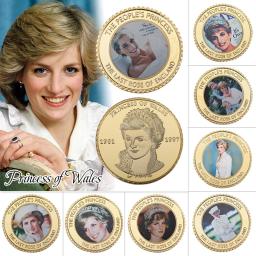 10 peças-conjunto de moedas colecionáveis com suporte de moedas berloques e moedas banhados a ouro-princesa de gais - Image 1