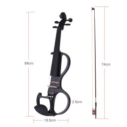 Ammoon série de tamanho completo 4/4 violino silencioso violino elétrico com arco caso difícil sintonizador fones cabo áudio corda extra - Image 2