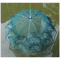 Rede de pesca automática reforçada, 4/6/8/10/16/24/28 buracos, gaiola de camarão, nylon, dobrável, caranguejo, armadilha para peixes, rede fundida dobrável - Image 1