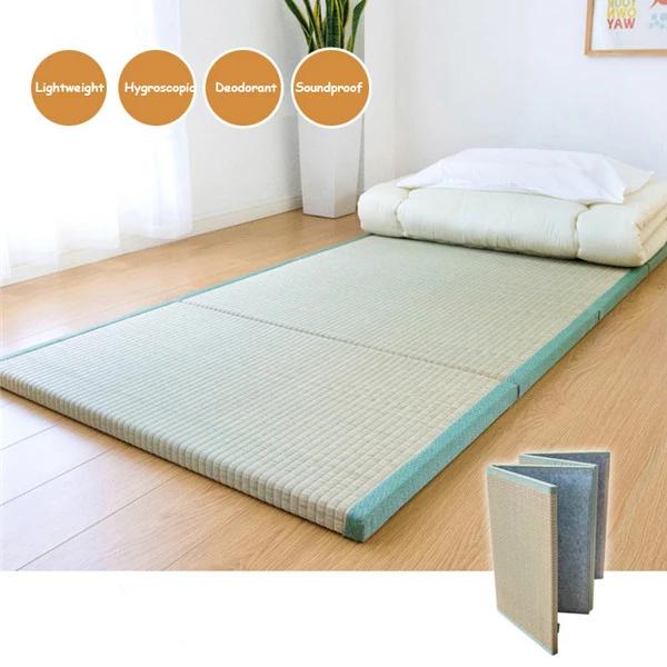 Colchão Tatami Japonês Tradicional: Tapete Dobrável de Palha para Yoga e Conforto no Sono