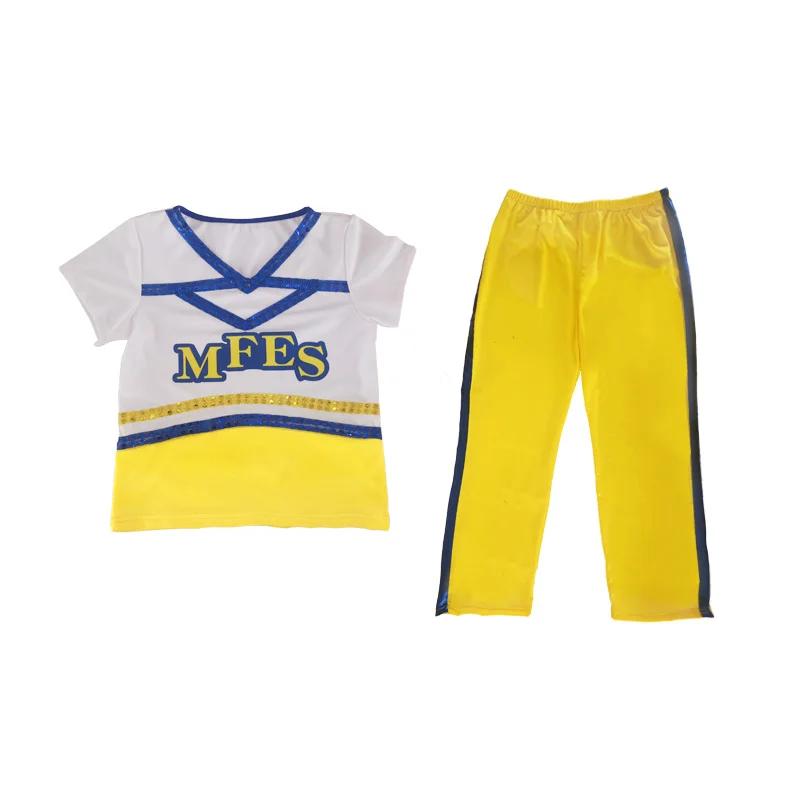 Uniforme de cheerlíder de torcida, 4 unidades, bebê meninos meninas jogo infantil competição palco fantasia arco amarelo escola - Image 1