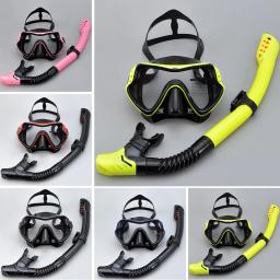 Conjunto de snorkel profissional, máscara de silicone, equipamento de mergulho, vidro temperado profundo, óculos de mergulho seco - Image 2