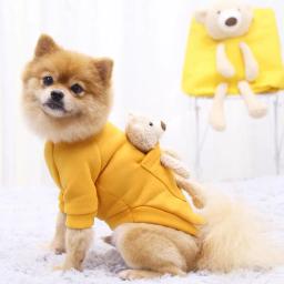 Roupas de inverno para cachorro de estimação, moda de bolso, urso, listras, moletom para animais de estimação, mantém o calor da pomerania, roupa para cães pequenos, 1 peça - Image 3