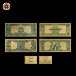 Conjunto de notas douradas raro america, 24k, edição 1899 e 1901, papel banhado a dinheiro, coleção de papel, presente de negócios - Image 3