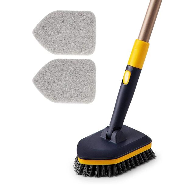 Escova de Limpeza 2 em 1 com Pólo Telescópico Ajustável e Cerdas Stiff para Pisos e Azulejos 58,2 cm