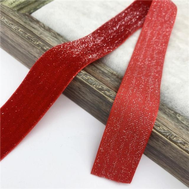 Fita de Veludo Decorativa com Fio Dourado/Prateado - Opções de 10mm, 25mm e 38mm para Embalagem de Presentes e Decoração de Festas e Natal