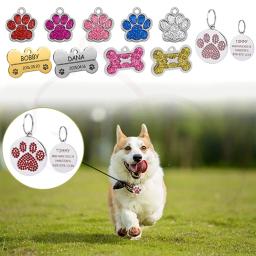 Coleira personalizada com pingente de identificação para pets, acessório para animais de estimação, gravada com nome e endereço personalizado para gato, cachorro - Image 1