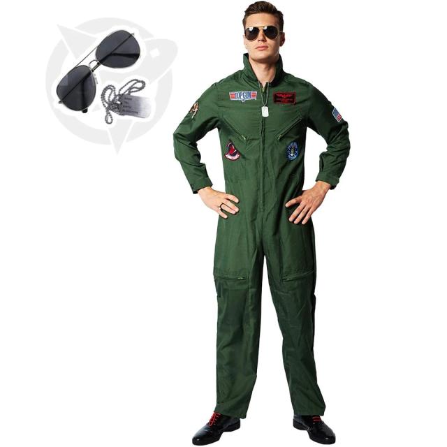 Traje Piloto Top Gun Masculino Adulto Uniforme Força Aérea Anos 80
