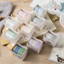 Conjunto de fita decorativa washi para scrapbooking, vintage, geométrico, bonito, para álbum, planejador, diário, conjunto de 10 peças - Image 1