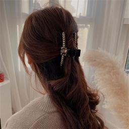 Garra de cabelo de urso de corrente de metal do vintage para mulheres artesanal estilo antigo retro coelhos dourados urso cabelo caranguejo acessórios de cabelo atacado - Image 2
