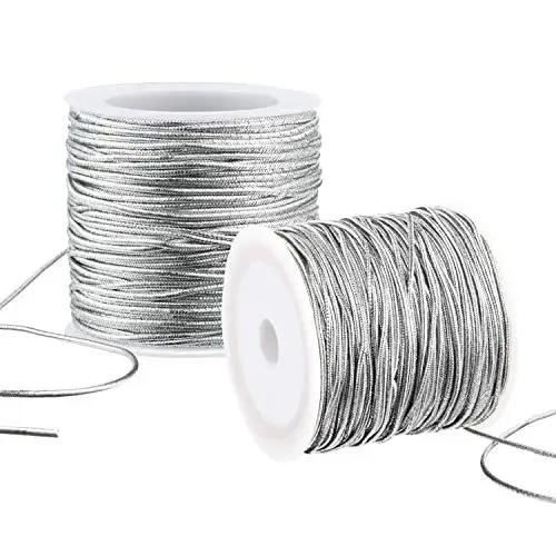 Cordão Elástico Metálico de 1mm e 20m para Artesanato e Confecção de Joias e Presentes de Natal