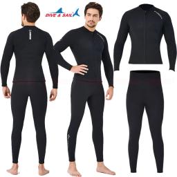 Roupa de mergulho masculina de neoprene 2mm, proteções queimaduras de manga comprida, surf, camiseta e calça quentes para natação - Image 1