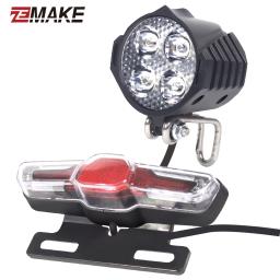Farol dianteiro e traseiro LED e luzes traseiras para bicicleta elétrica, farol de bicicleta, holofote noturno, luzes de advertência, 24 V, 36 V, 48V, 60V - Image 1
