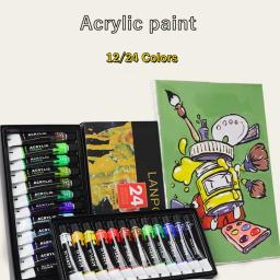 Conjunto profissional de tintas acrílicas, escova, desenho do artista, pintura pigmento, pintura pintada à mão pintura de parede, bricolage, tubos 12ml, 12, 24 cores - Image 5