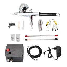 Dual-Action Spray Gun Airbrush com Compressor 0.3mm Airbrush Kit para Prego Airbrush para Modelo/Bolo/Pintura Do Carro - Image 1