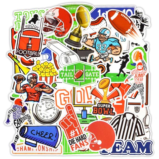 Conjunto de 50 Adesivos de Rugby e Futebol Americano para Garrafa, Carro e Mala - Presente Perfeito para Fãs de Esportes