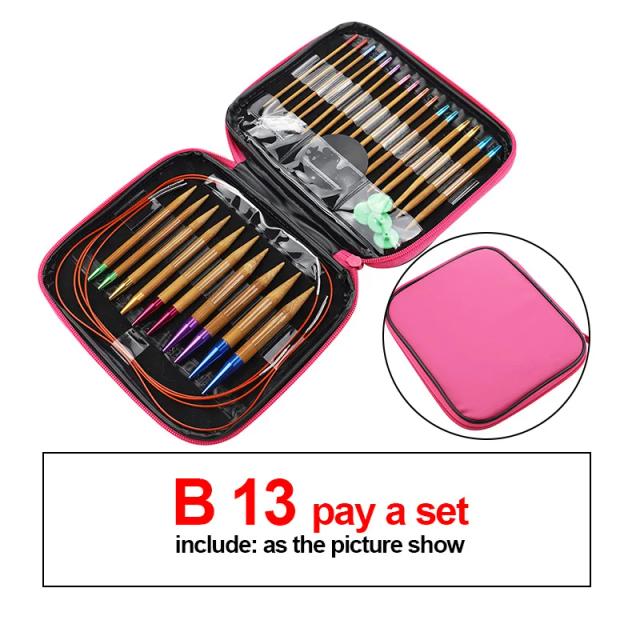 Conjunto Completo de Agulhas de Tricô e Crochê Intercambiáveis com 13 Tamanhos para Projetos DIY